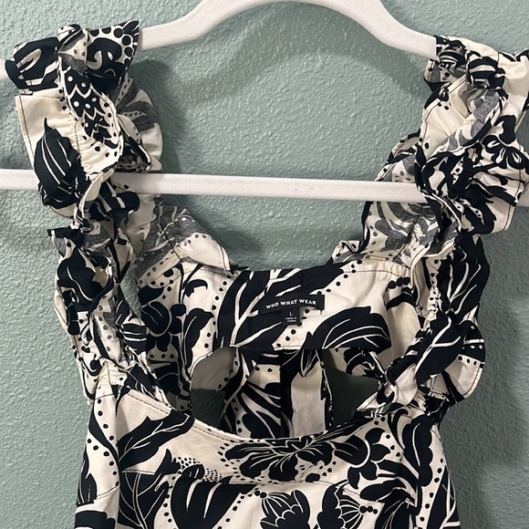 NWOT - Who What Wear - Black/Tan open back print dress - Picture 3 of 7